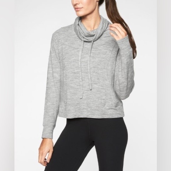 Athleta Tops - athleta marl gray cropped cowl neck sweatshirt womens size M